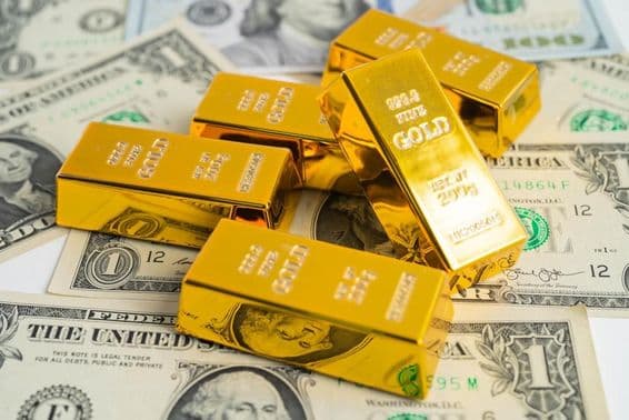 Investitionsgoldbarren mit einem Gewicht von 200g auf US-Dollar.