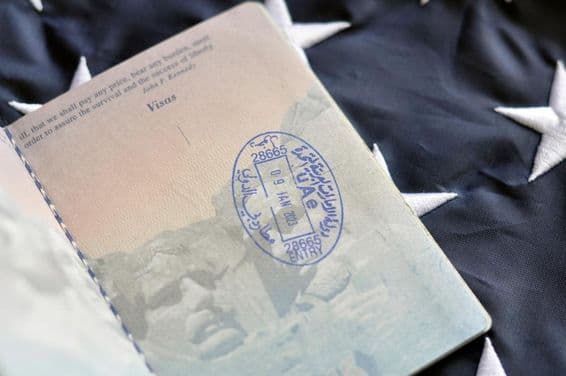 Einreisestempel der VAE im Reisepass.