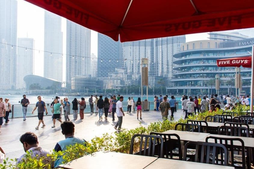 Five Guys Dubai, Aussicht von der Terrasse.