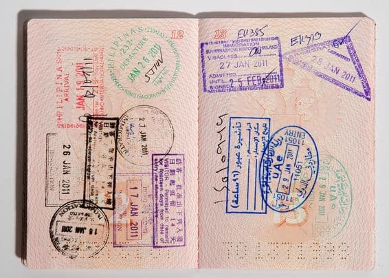 Russischer Reisepass mit Stempeln.