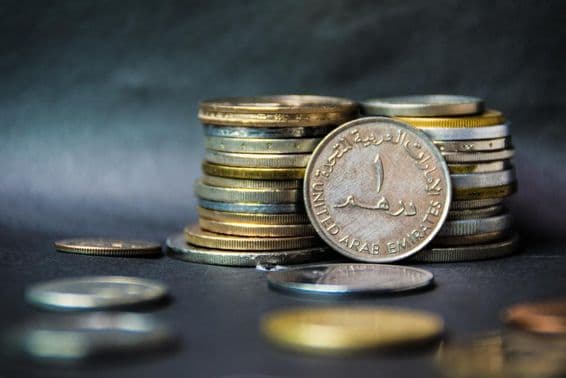 Münzen in den Vereinigten Arabischen Emiraten.