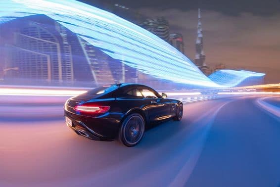 Darstellung des Hecks eines Audi R8 Autos.