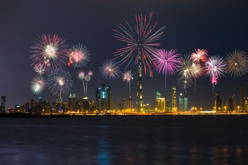 Feuerwerke in Dubai, Vereinigte Arabische Emirate.