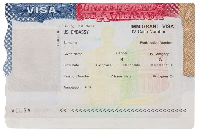 US-Visum in einem Reisepass.