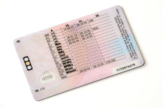 Rückseite eines Führerscheins.