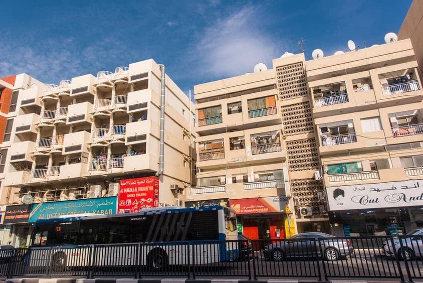 Gebäude im alten Stadtteil Dubai, Al Fahidi Bezirk, Bur Dubai.