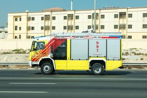 Bewegendes Feuerwehrauto in Dubai.