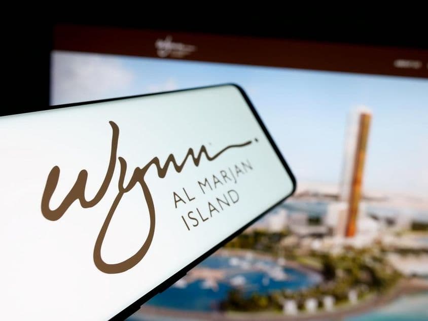 Logo des Wynn Al Marjan Island Tourismuszentrums in den Vereinigten Arabischen Emiraten.