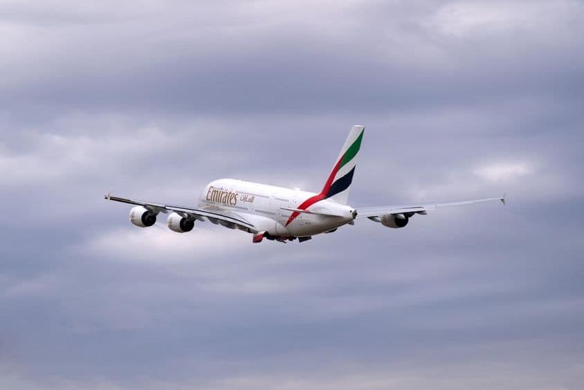 Emirates Airbus A380-861, Registrierung A6-EEY, Passagierflugzeug.