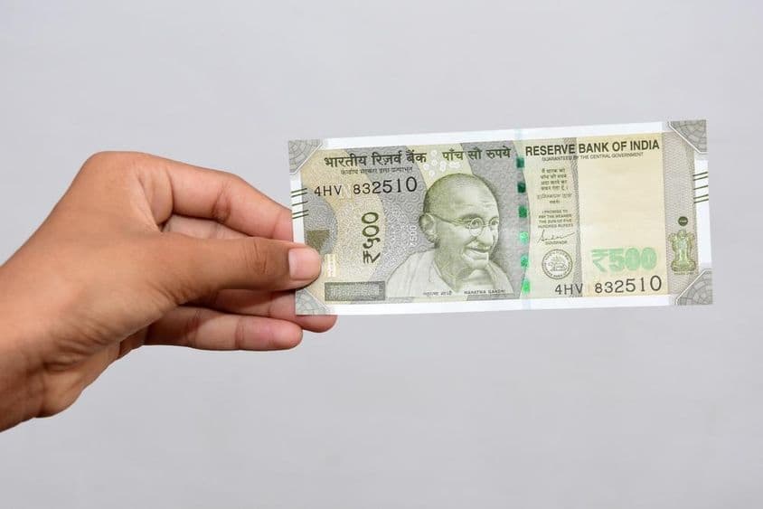Indische neue Währung, 500-Rupien-Schein.