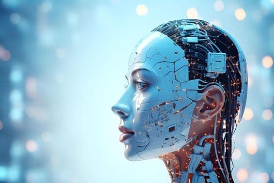 Komplex entworfenes Roboter, das von künstlicher Intelligenz betrieben wird.