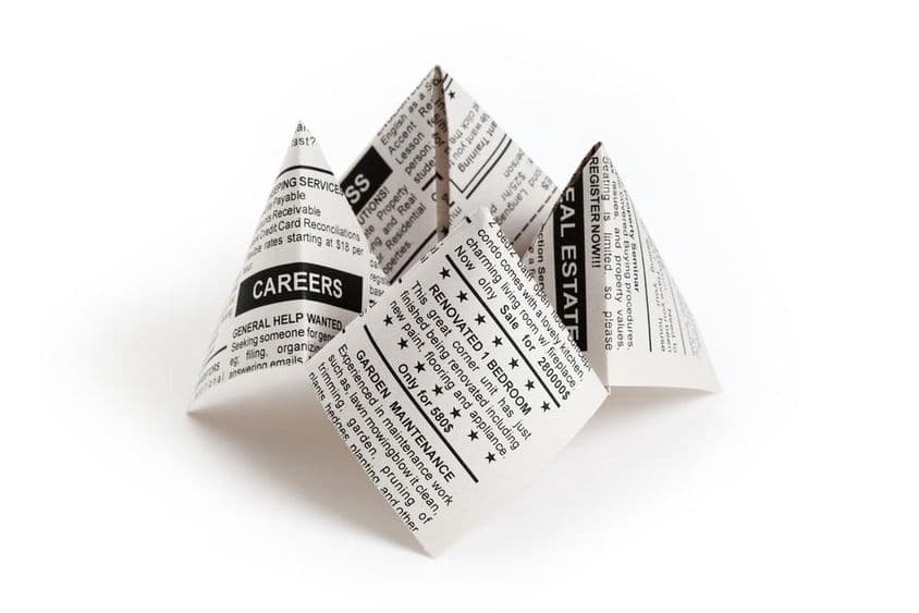 Gefälschte Zeitungsanzeige.