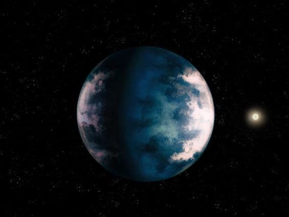 Geheimnisvoller Exoplanet im Weltraum mit Sternen.