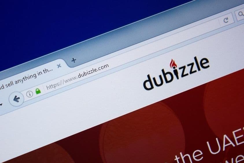 Startseite der Dubizzle-Website auf einem PC-Bildschirm.