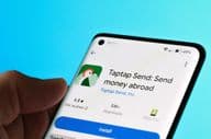 Die Taptap Send-App wird auf einem Smartphone angezeigt.