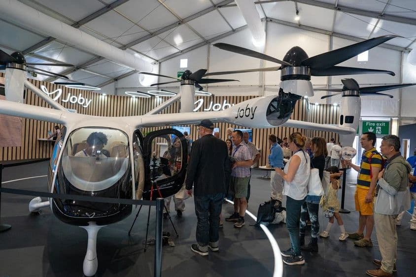 Joby Aviation-Stand auf der Farnborough International Airshow an einem Freitag.
