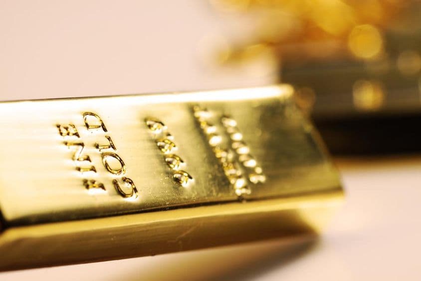 Eine 999.9 Reinheits-Goldbarren.