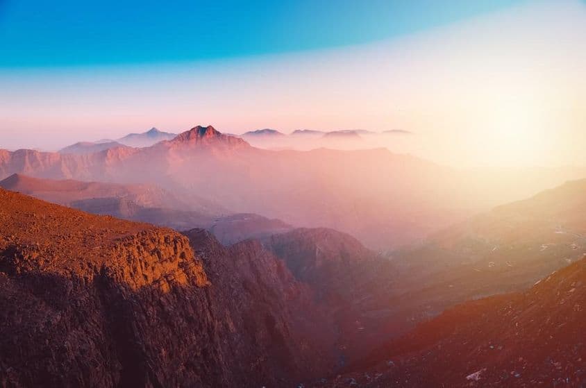 Blick auf den majestätischen Jebel Jais Berg in Ras Al Khaimah.