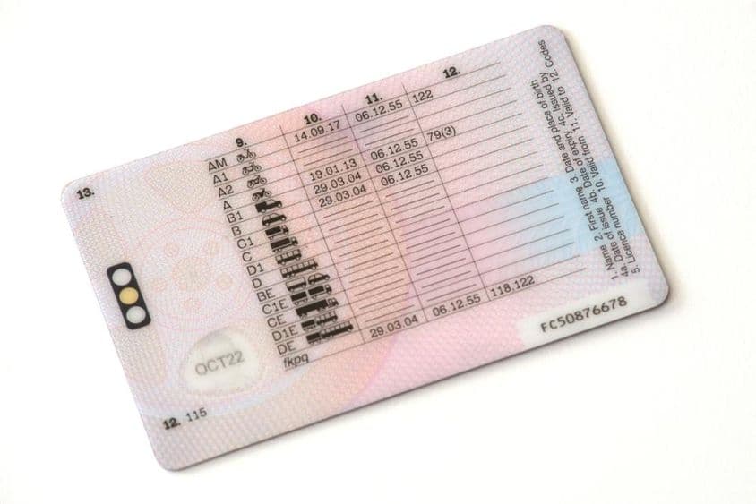 Die Rückseite eines Führerscheins.