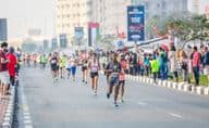 Läufer und Marathon-Gewinner in Dubai.
