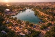 Al Layan Wüstenoasenpanorama.