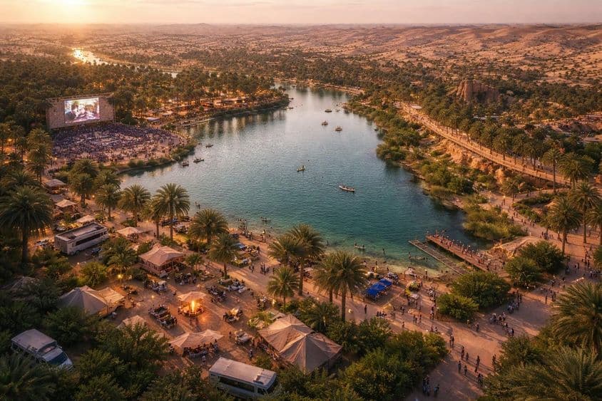 Al Layan Wüstenoasenpanorama.