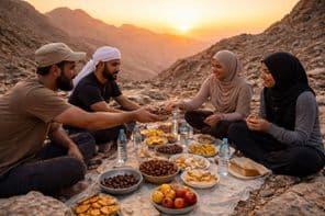 Sonnenuntergangs-Iftar in der Bergstille