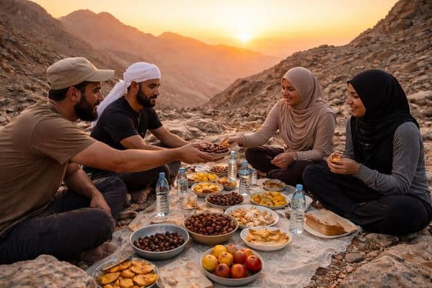 Sonnenuntergangs-Iftar in der Bergstille