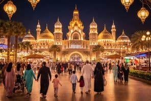 Ramadan Abendstimmung für Familien im Global Village in Dubai.