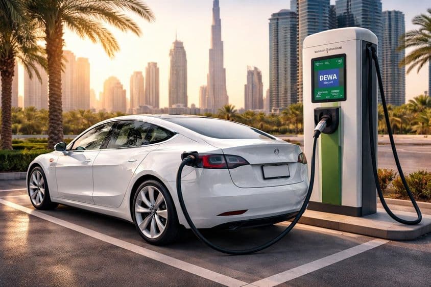 Moment des elektrischen Ladens in Dubai