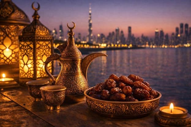 Ramadan Lichter an den Ufern von Dubai.