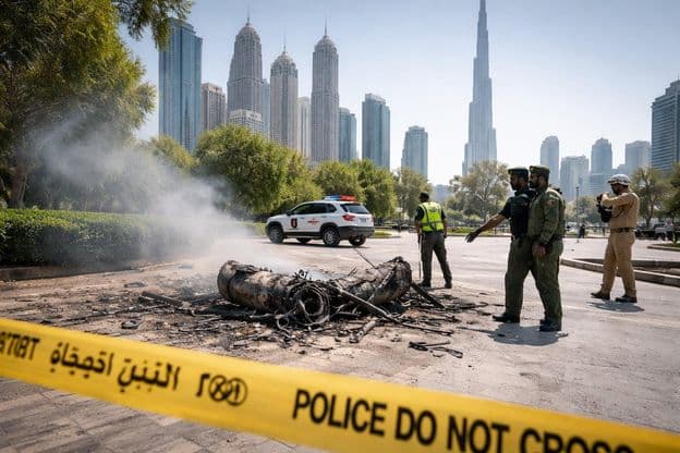 Warnung vor herabgefallenen Trümmern
