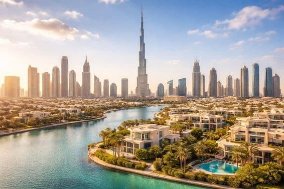 Panoramablick auf Luxusimmobilien in Dubai