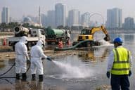 Desinfektionsaktion nach Regen