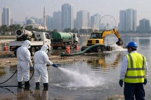 Desinfektionsaktion nach Regen