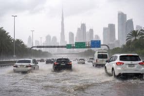 Straßen in Dubai nach Regen