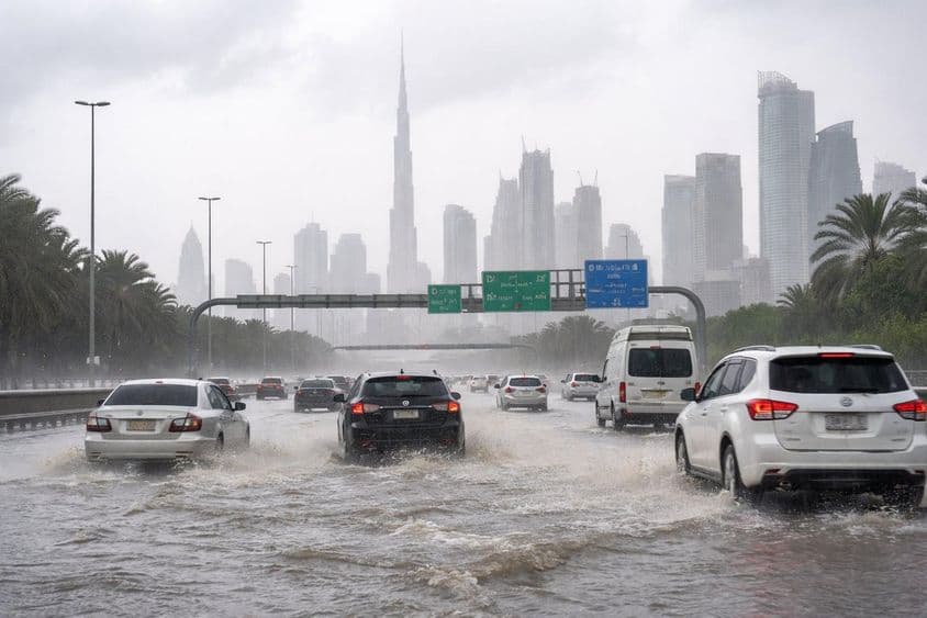 Straßen in Dubai nach Regen