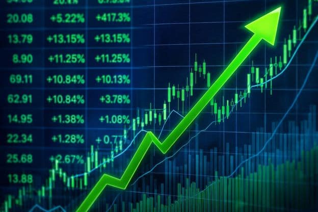 Steigender Aktienmarkt-Trendgraf