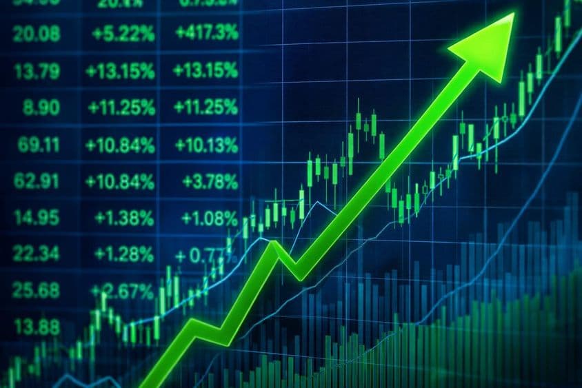 Steigender Aktienmarkt-Trendgraf