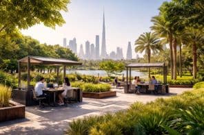 Arbeiten im Park auf Dubai-Art