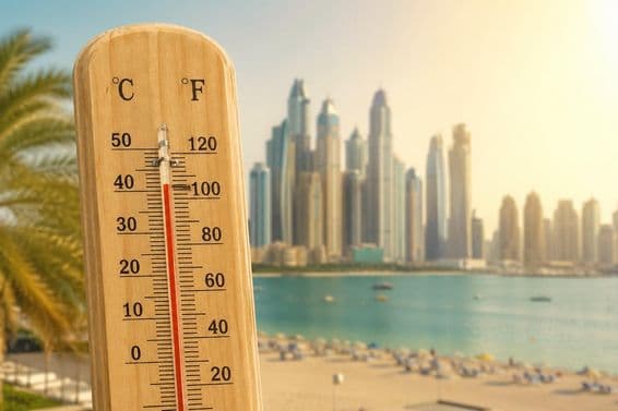 Extreme Hitze am Strand von Dubai