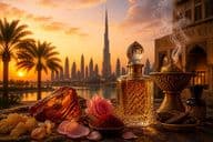 Dubai duftender goldener Sonnenuntergang