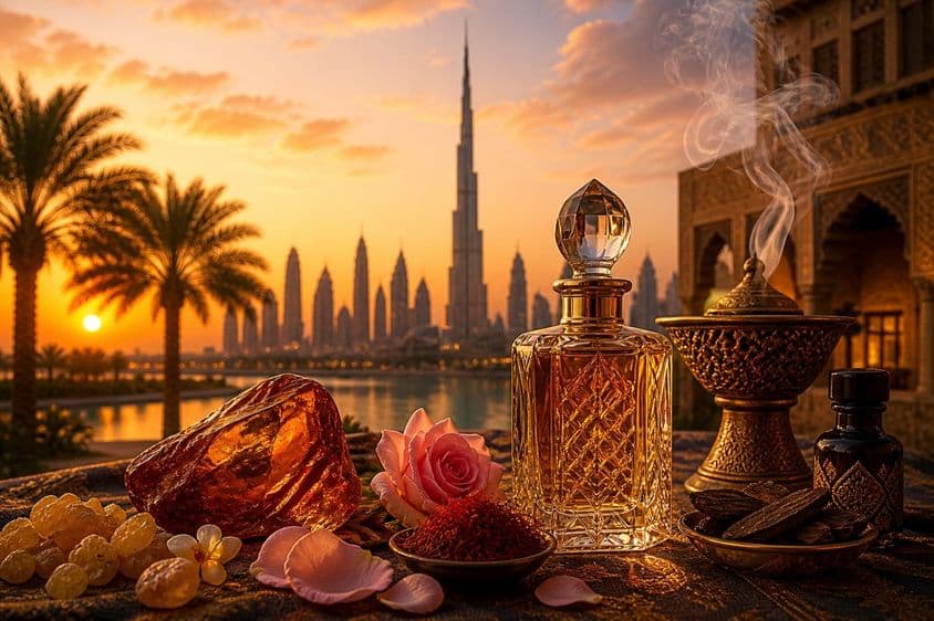 Dubai duftender goldener Sonnenuntergang