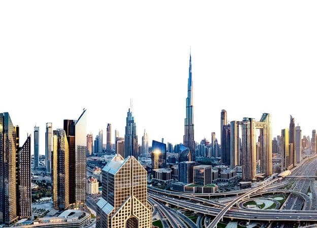 Dubai-Skyline mit Burj Khalifa