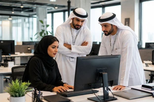 Emiratisierungsinspektion auf der Baustelle