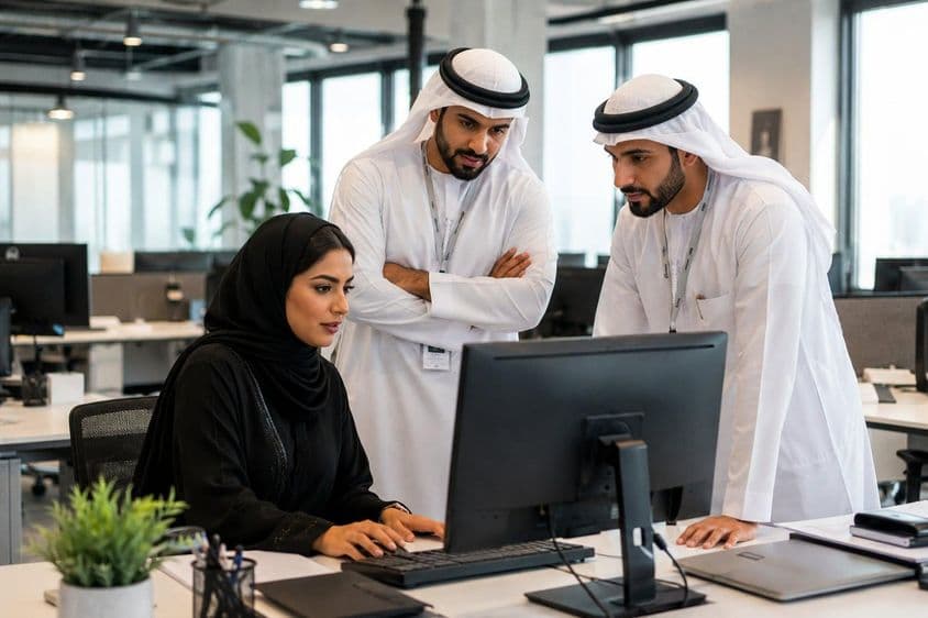 Emiratisierungsinspektion auf der Baustelle