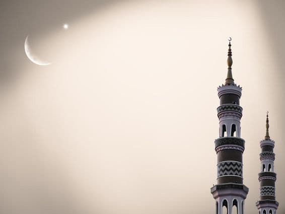 Moschee-Kuppel Halbmond Sternenreicher Nachthimmel