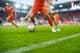 Rasen und Seitenlinie auf einem Fußballfeld im Stadion